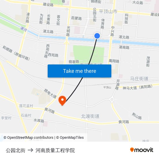 公园北街 to 河南质量工程学院 map