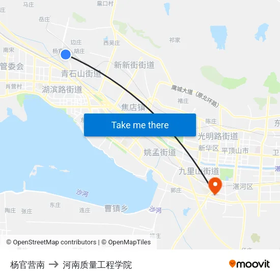 杨官营南 to 河南质量工程学院 map