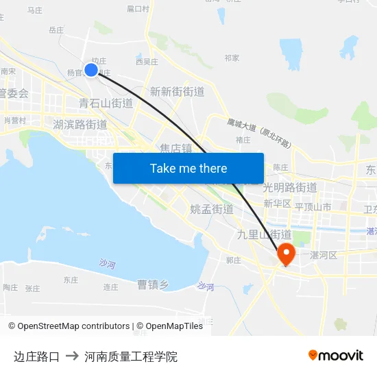 边庄路口 to 河南质量工程学院 map
