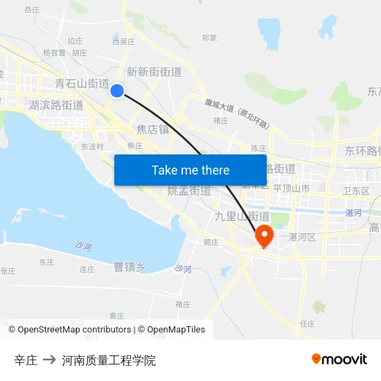辛庄 to 河南质量工程学院 map