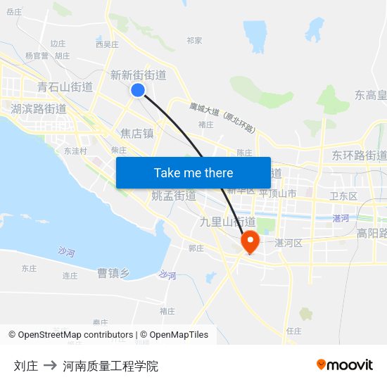 刘庄 to 河南质量工程学院 map