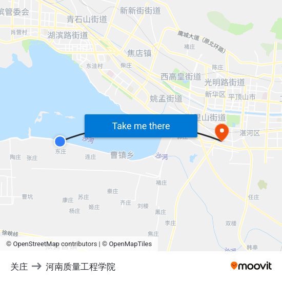 关庄 to 河南质量工程学院 map