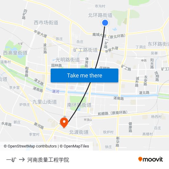 一矿 to 河南质量工程学院 map