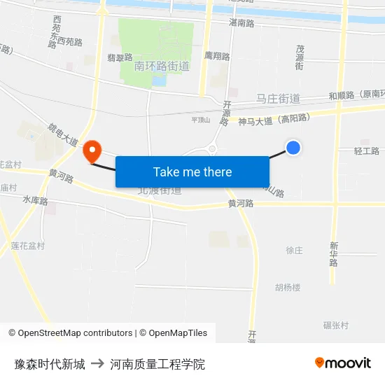 豫森时代新城 to 河南质量工程学院 map
