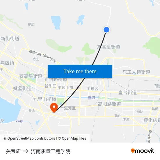 关帝庙 to 河南质量工程学院 map