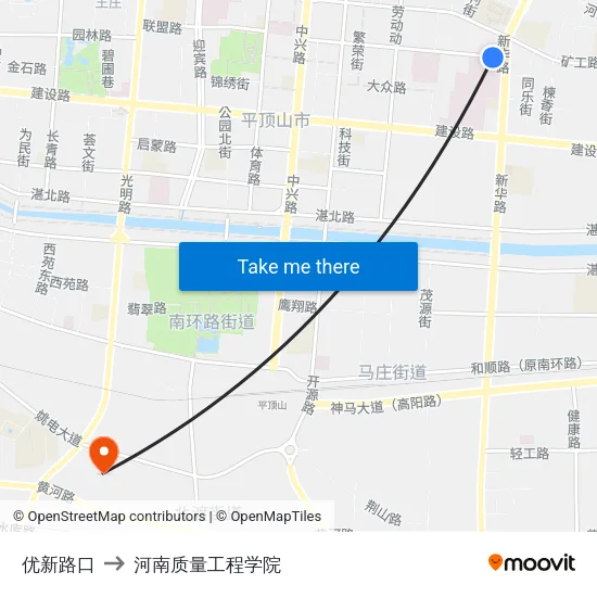 优新路口 to 河南质量工程学院 map