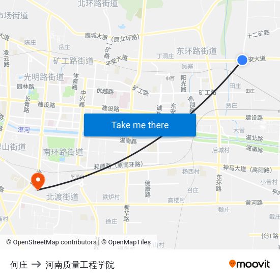 何庄 to 河南质量工程学院 map