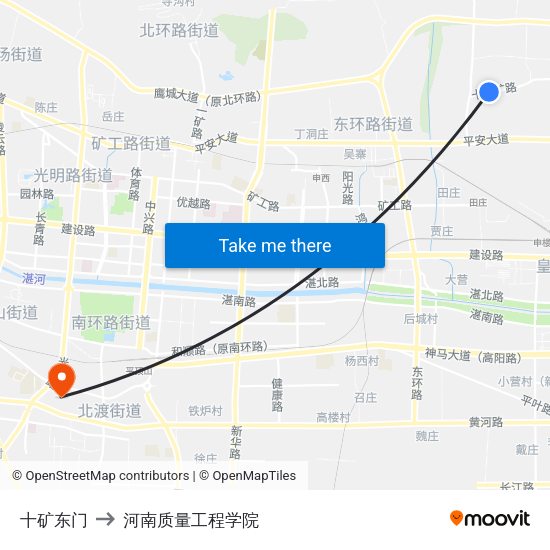 十矿东门 to 河南质量工程学院 map