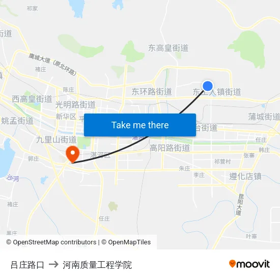 吕庄路口 to 河南质量工程学院 map