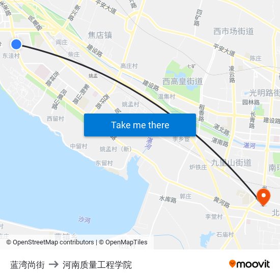 蓝湾尚街 to 河南质量工程学院 map