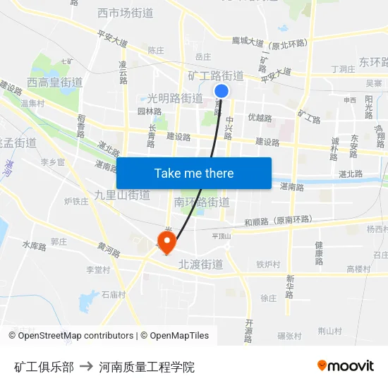 矿工俱乐部 to 河南质量工程学院 map
