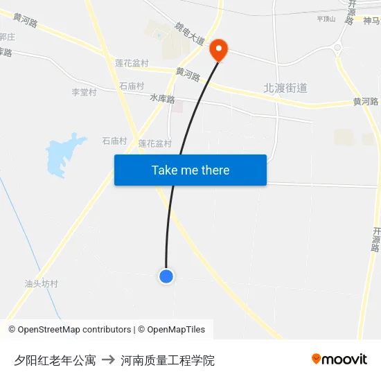 夕阳红老年公寓 to 河南质量工程学院 map
