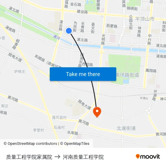 质量工程学院家属院 to 河南质量工程学院 map