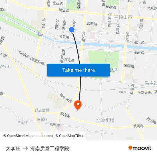 大李庄 to 河南质量工程学院 map