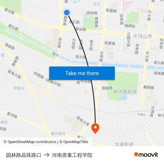 园林路晶珠路口 to 河南质量工程学院 map
