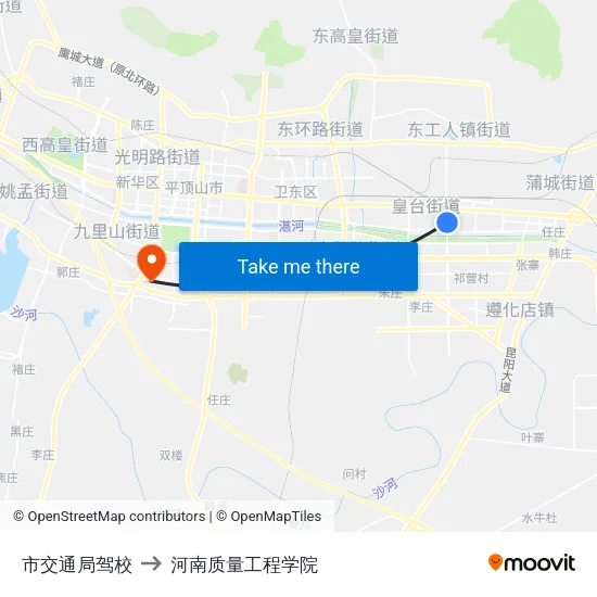 市交通局驾校 to 河南质量工程学院 map