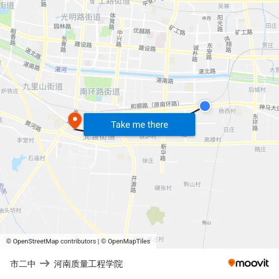市二中 to 河南质量工程学院 map