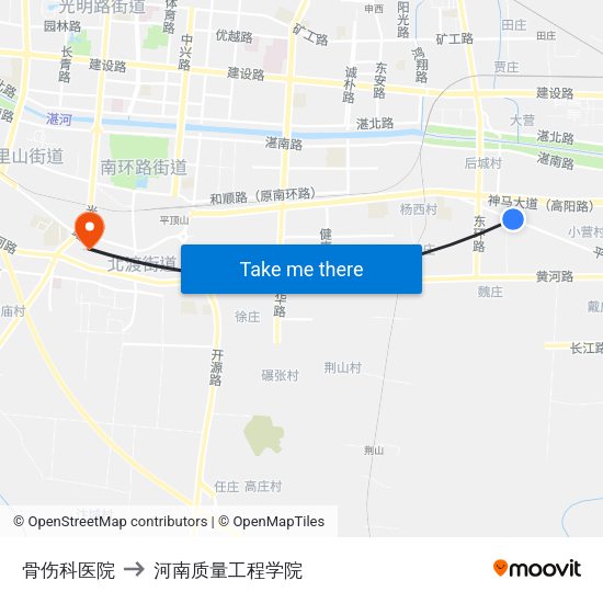 骨伤科医院 to 河南质量工程学院 map