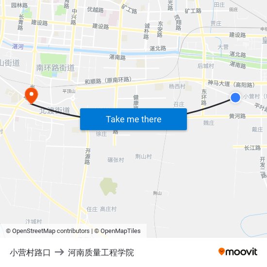 小营村路口 to 河南质量工程学院 map