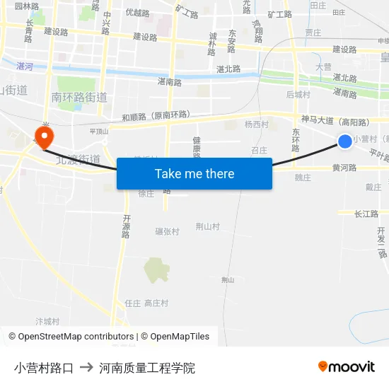 小营村路口 to 河南质量工程学院 map