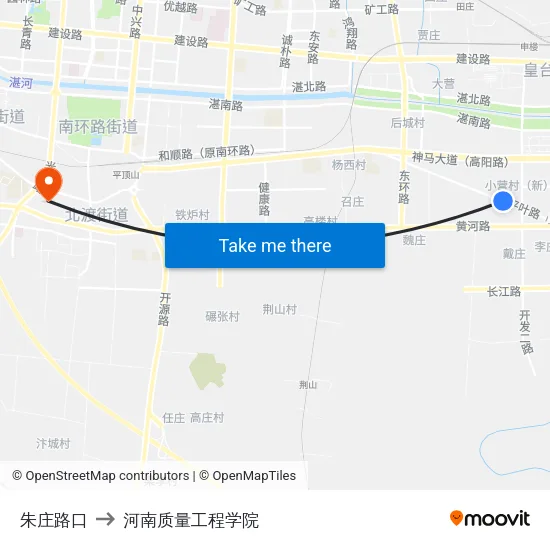 朱庄路口 to 河南质量工程学院 map