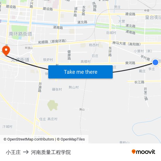 小王庄 to 河南质量工程学院 map