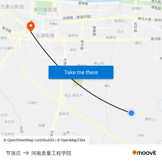 节张庄 to 河南质量工程学院 map