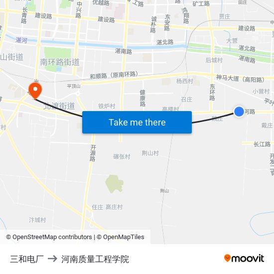 三和电厂 to 河南质量工程学院 map