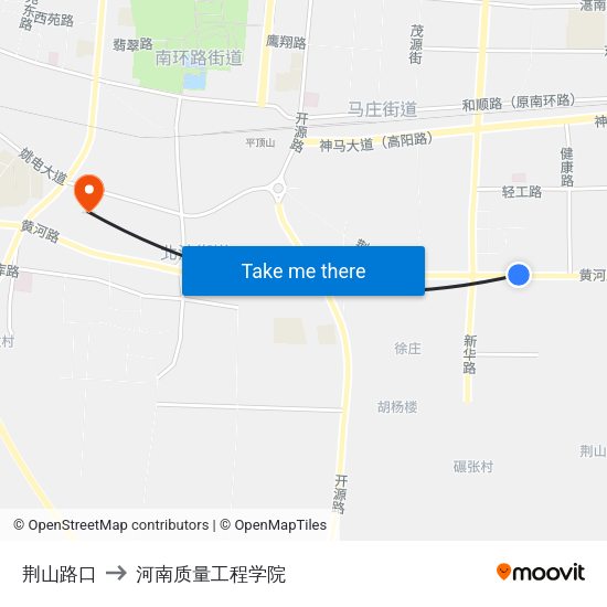 荆山路口 to 河南质量工程学院 map