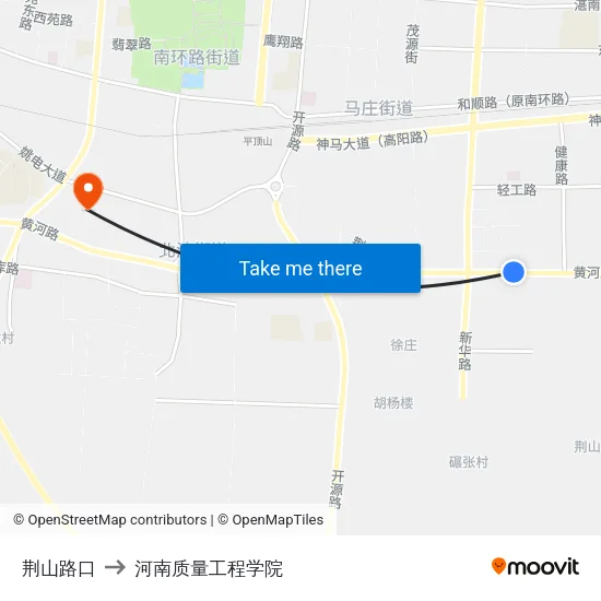 荆山路口 to 河南质量工程学院 map