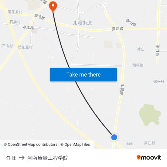 任庄 to 河南质量工程学院 map
