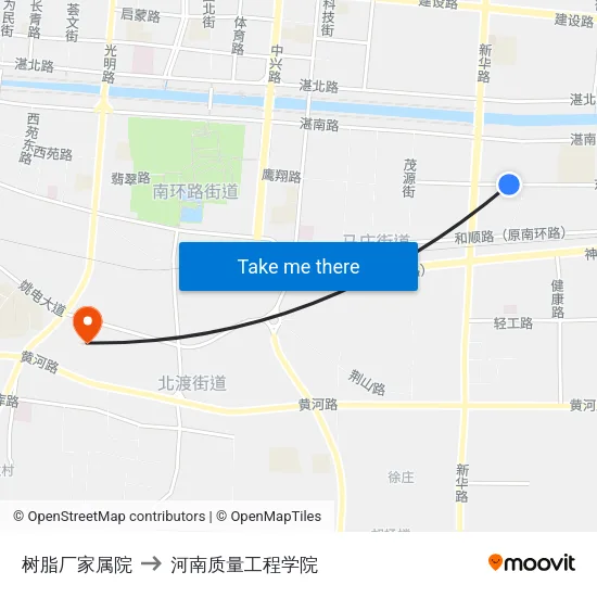 树脂厂家属院 to 河南质量工程学院 map