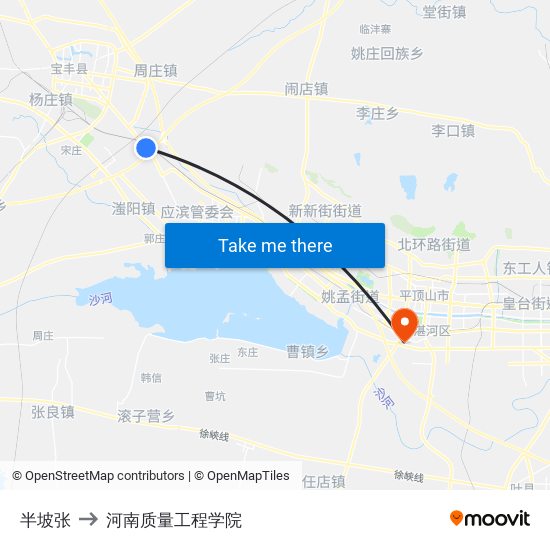 半坡张 to 河南质量工程学院 map