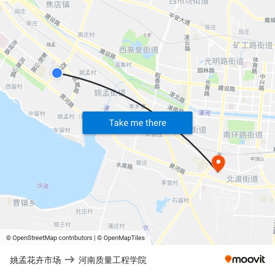 姚孟花卉市场 to 河南质量工程学院 map