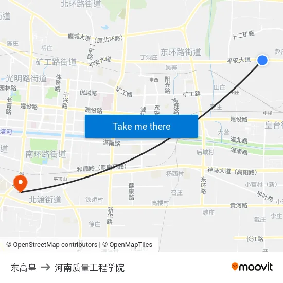 东高皇 to 河南质量工程学院 map