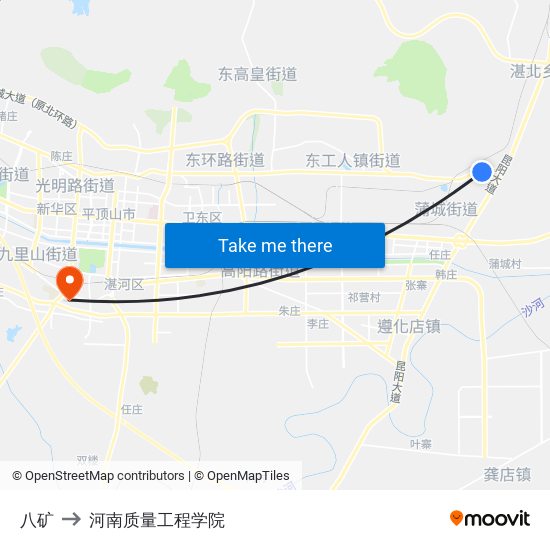 八矿 to 河南质量工程学院 map