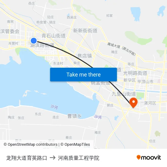 龙翔大道育英路口 to 河南质量工程学院 map