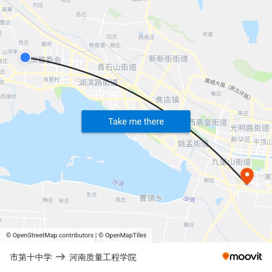 市第十中学 to 河南质量工程学院 map