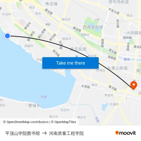平顶山学院图书馆 to 河南质量工程学院 map