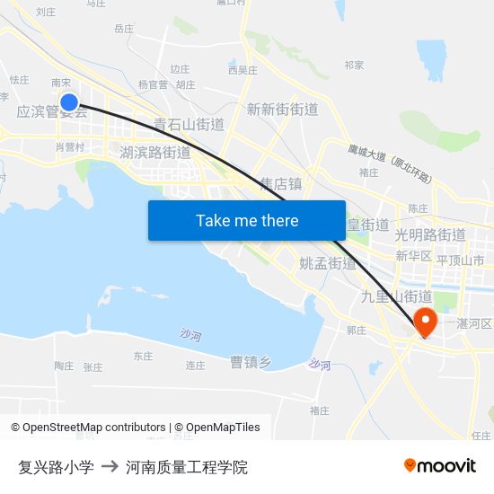 复兴路小学 to 河南质量工程学院 map