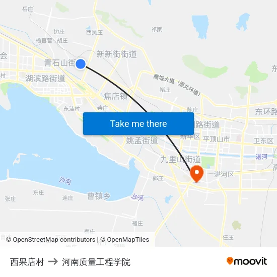 西果店村 to 河南质量工程学院 map