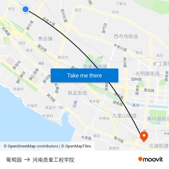 葡萄园 to 河南质量工程学院 map