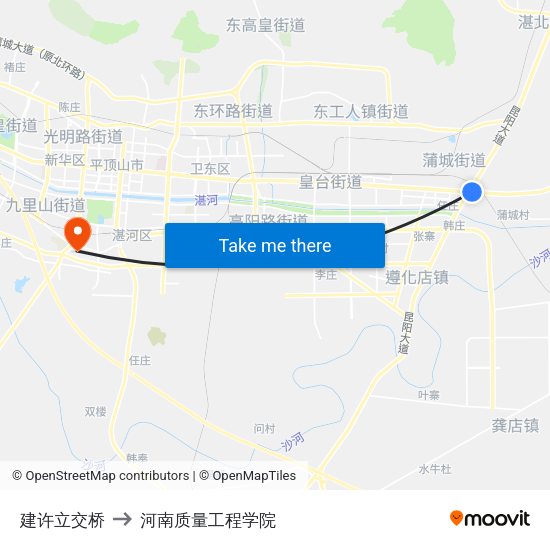 建许立交桥 to 河南质量工程学院 map
