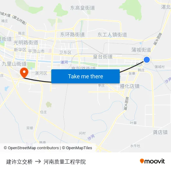 建许立交桥 to 河南质量工程学院 map