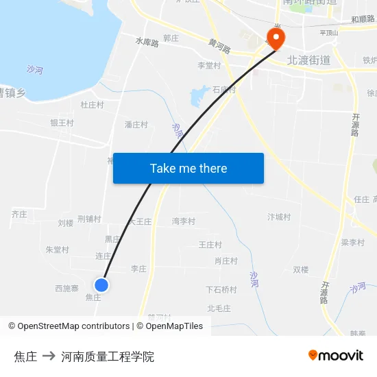 焦庄 to 河南质量工程学院 map