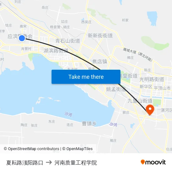 夏耘路滍阳路口 to 河南质量工程学院 map