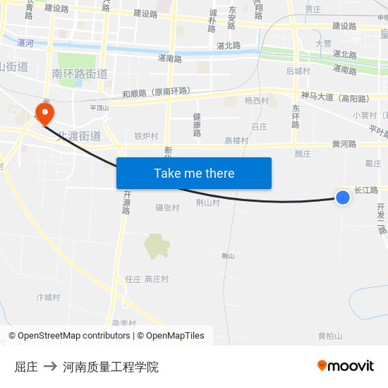 屈庄 to 河南质量工程学院 map