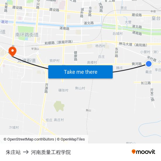 朱庄站 to 河南质量工程学院 map