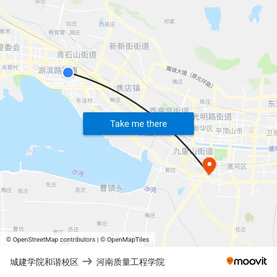 城建学院和谐校区 to 河南质量工程学院 map