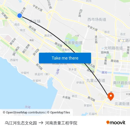 乌江河生态文化园 to 河南质量工程学院 map